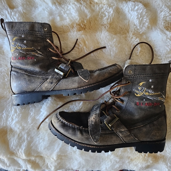 Rangers AVIATION Mens Brown Ralph Lauren Boots 100% Leather 10.5D - Picture 1 of 9